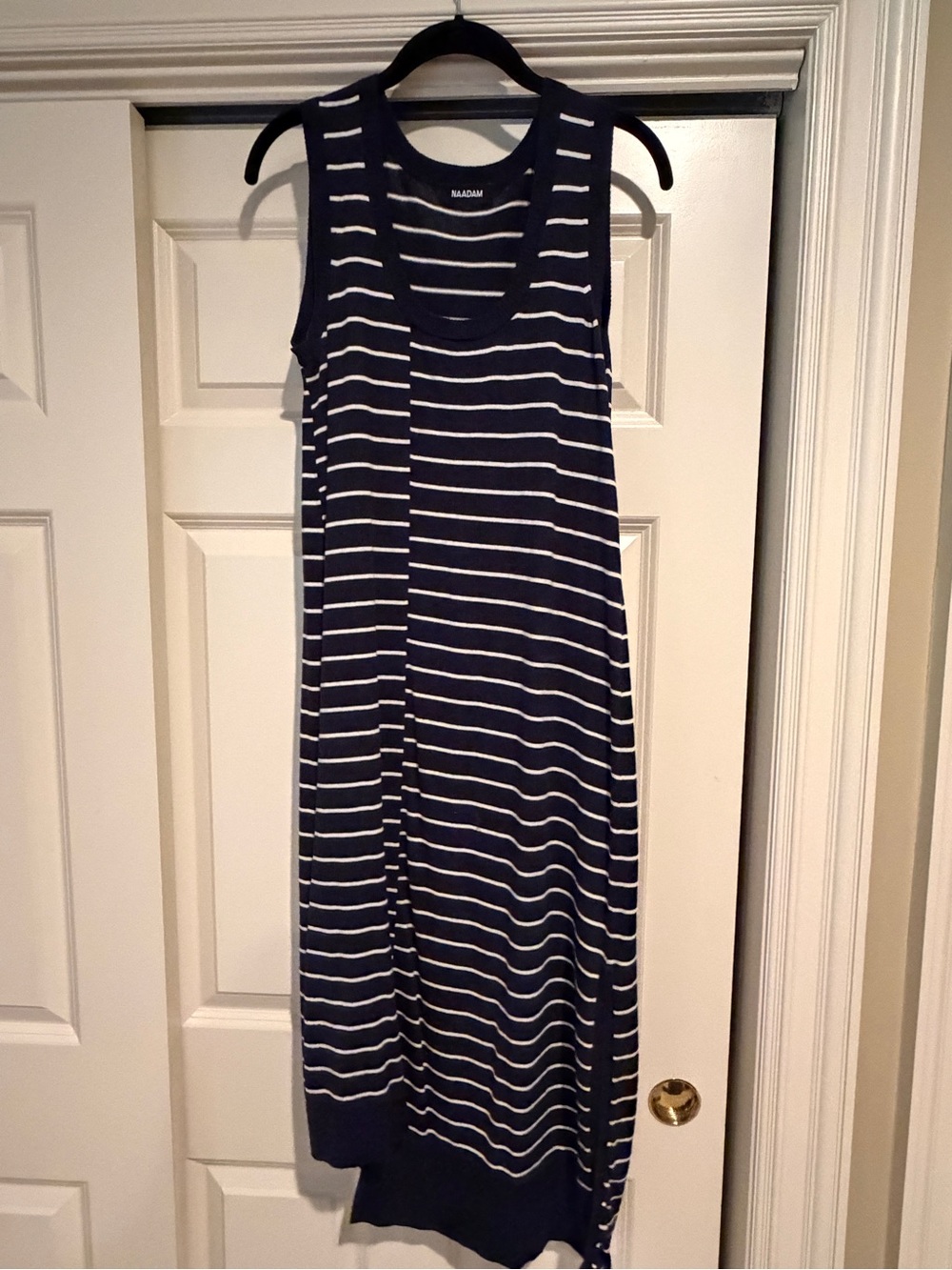 NAADAM Navy and White Striped Sleeveless Maxi Dress